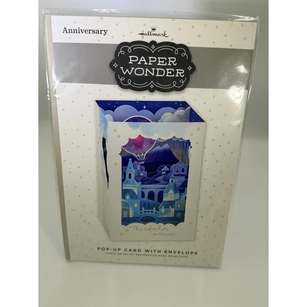 Hallmark Paper Wonder Pop-Up Anniversary Card Castle Hot Air Balloon Night Sky